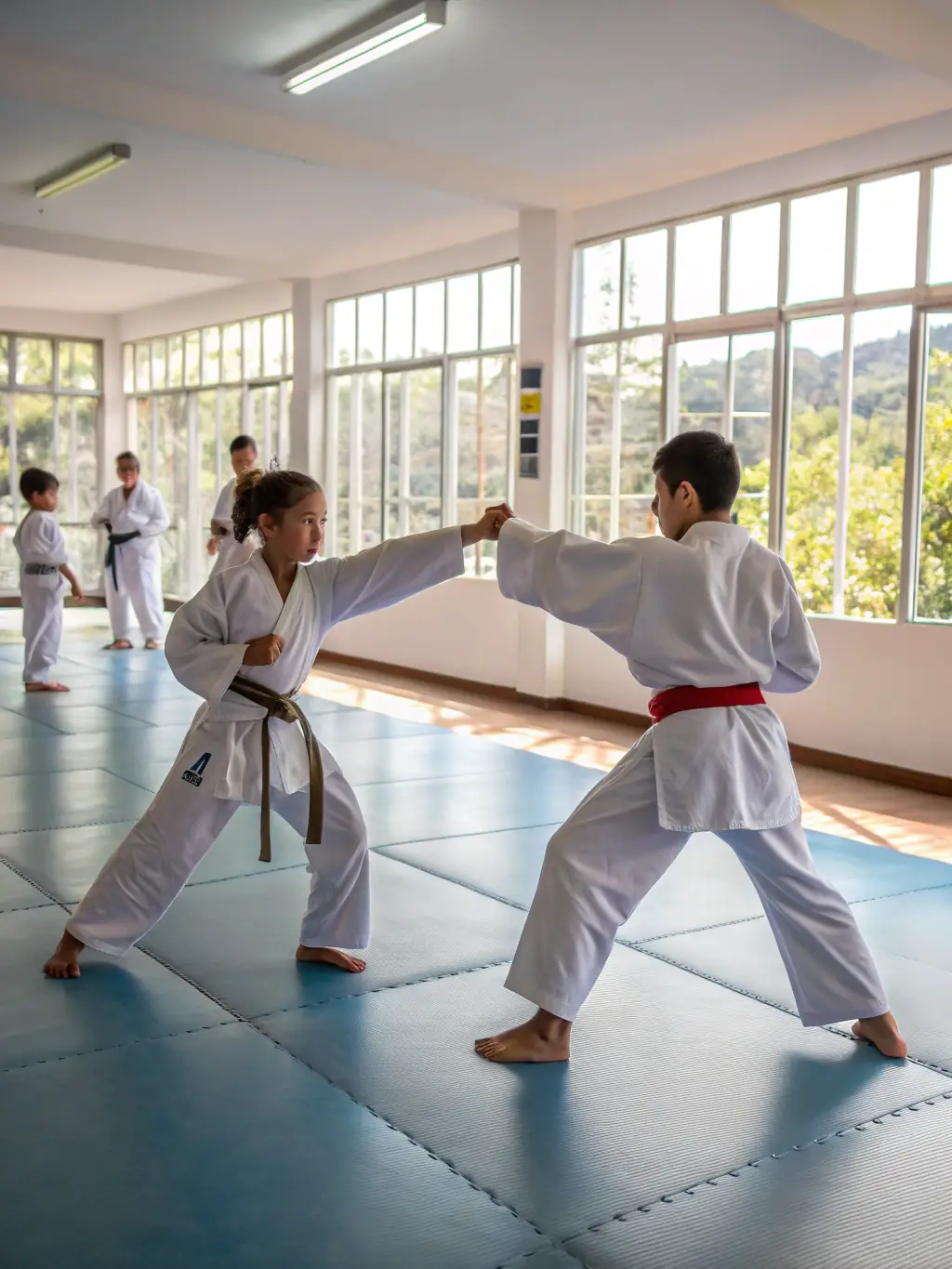 A karate student practicing self-defense techniques with a partner at KARATE CLUB DE SAVIGNY EN SANCERRE, emphasizing practical skills.